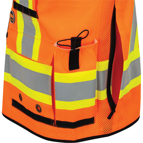 6680 Veste d'arpenteur antimicrobienne haute visibilit&eacute; avec dos en maille, Orange haute visibilit&eacute;, Petit, Polyester Mukwa Safety Services