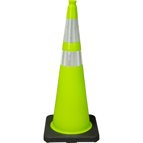 Premium Traffic Cone, 36", Lime Green, 4" & 6" Reflective Collar(s) Mukwa Safety Services