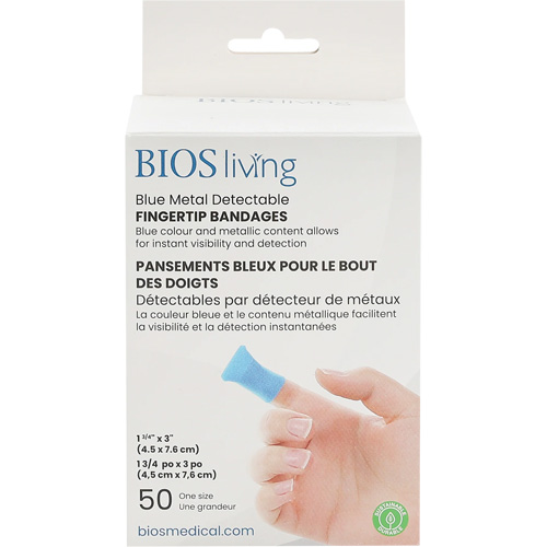 Blue Bandages, Fingertip, 3", Fabric Metal Detectable, Sterile Mukwa Safety Services
