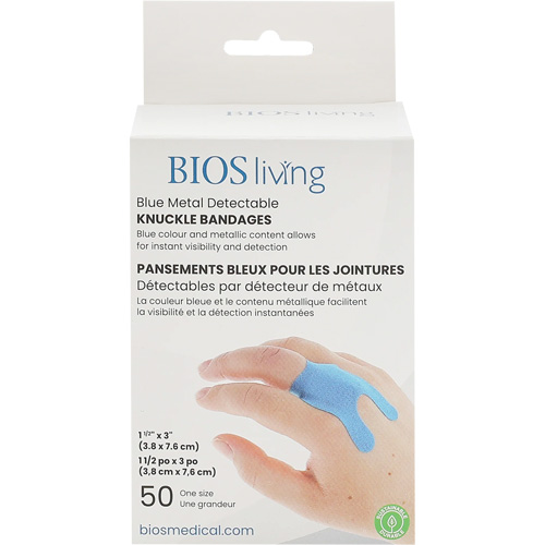 Blue Bandages, Knuckle, 3", Fabric Metal Detectable, Sterile Mukwa Safety Services