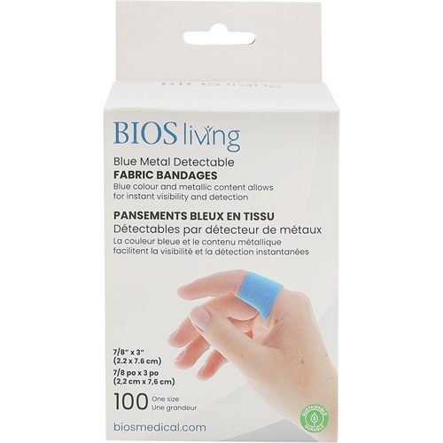Blue Bandages, Rectangular/Square, 3", Fabric Metal Detectable, Sterile Mukwa Safety Services