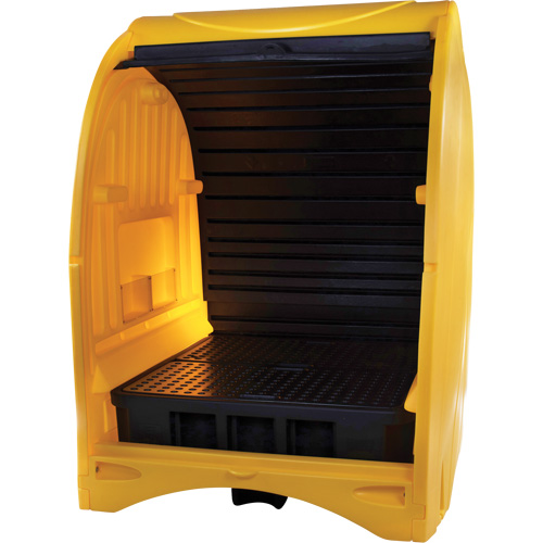 4-Drum Hard Cover Spill Pallet, 68.11" L x 61.61" W x 83.07" H, 1433 lbs. Load Capacity Mukwa Safety Services