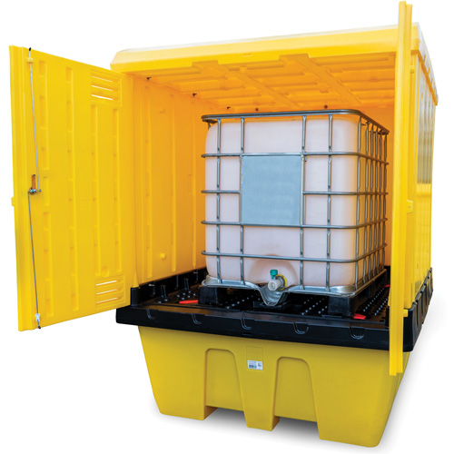 Hard Cover IBC Spill Pallet, 70" L x 70" W x 90" H, 1135 lbs. Load Capacity Mukwa Safety Services