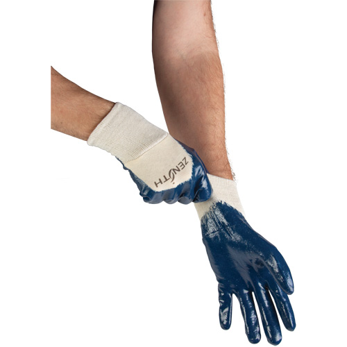Medium-Weight Interlock Lined Gloves, 9/Large, Nitrile Coating, Cotton Shell Mukwa Safety Services