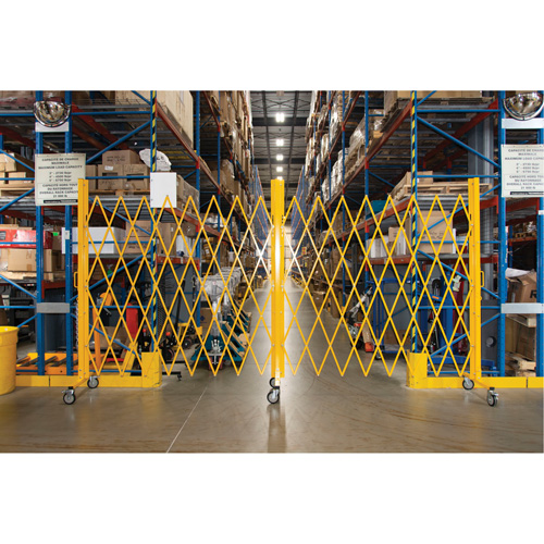 Expandable Barrier, 84" H x 20' L, Yellow Mukwa Safety Services