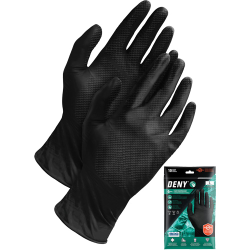 Deny&reg; Disposable Gloves, Small, Nitrile, 6-mil, Powder-Free, Black Mukwa Safety Services