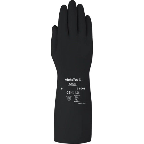 Gants d,usage moyen r&eacute;sistants aux produits chimiques AlphaTec 38001PP, Taille 7, 14" lo, Caoutchouc butyle, 14 mils Mukwa Safety Services