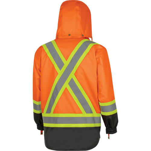 5056 Pioneer&reg; Yukon 7-in-1 Waterproof Winter Safety Parka, Polyester, Black/High Visibility Orange, X-Small Mukwa Safety Services