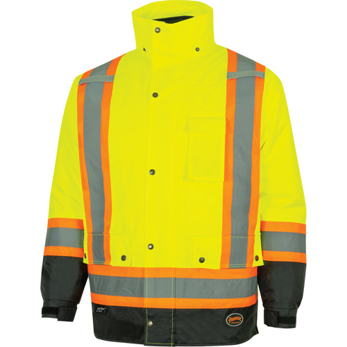 Parka de s&eacute;curit&eacute; d'hiver imperm&eacute;able 7-en-1 5057 Pioneer Yukon, Polyester, Noir/Jaune lime haute visibilit&eacute;, T-petit Mukwa Safety Services