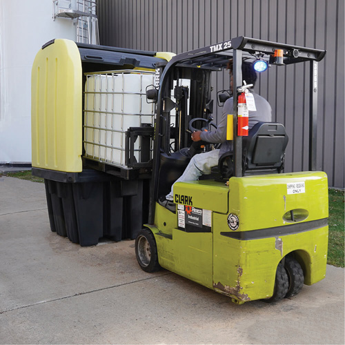 Yellow Roll Top Hardcover Spill Pallet, 65" L x 65" W x 101" H, 5000 lbs. Load Capacity Mukwa Safety Services