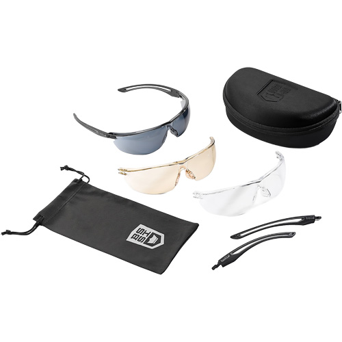 Gunfire 2.0 Ballistic Protection Safety Glasses Kit, Clear/Copper/Smoke Lens, Anti-Fog/Anti-Scratch, ANSI Z87+ Mukwa Safety Services