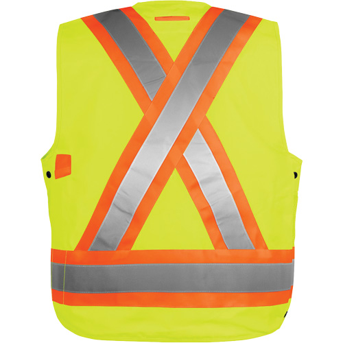 High-Visibility Surveyor's Vest, High Visibility Orange, Small, Polyester Mukwa Safety Services