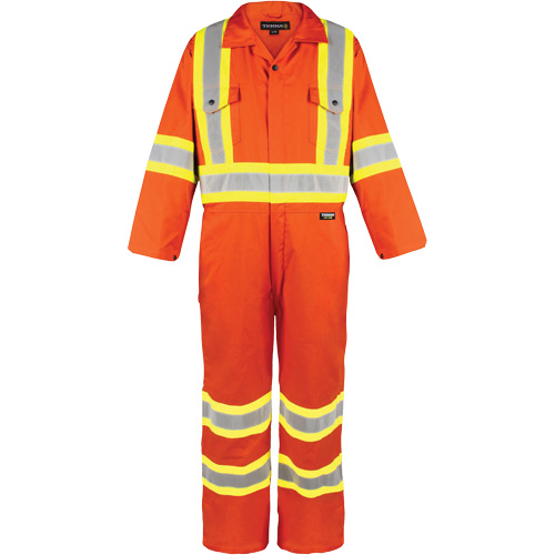 High-Visibility Unlined Coveralls, Medium, High Visibility Orange Mukwa Safety Services