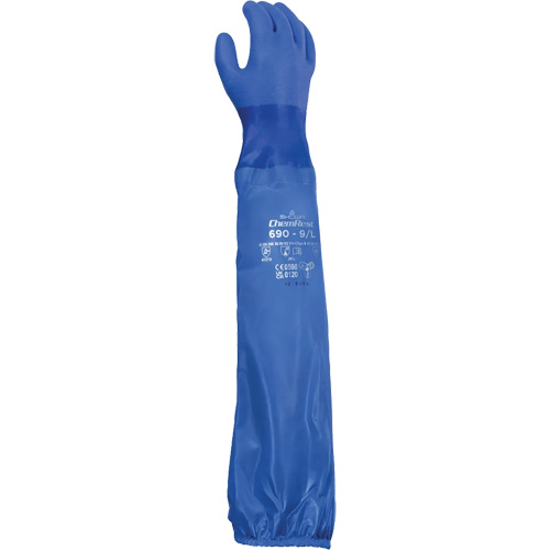 690 Chemical-Resistant Gloves, Size X-Large/10, 26" L, Cotton/PVC Mukwa Safety Services