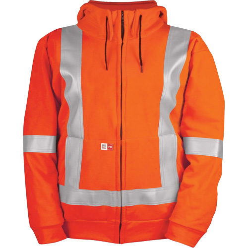 High-Visibility Wind Resistant Zip-Front Sweatshirt with DetachableHood, Men's, 5X-Large, High Visibility Orange, 27.7 cal/cm² Mukwa Safety Services