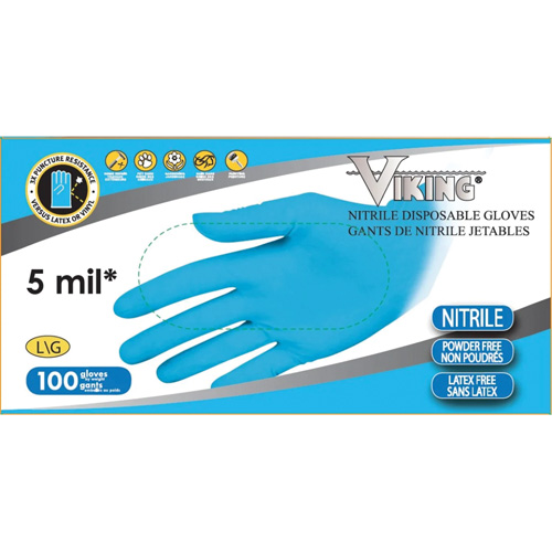 34600 Disposable Gloves, Medium, Nitrile, 5-mil, Powder-Free, Blue Mukwa Safety Services