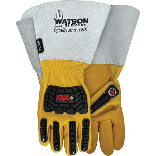 Storm Trooper Water-Resistant Gloves, Medium, Cowhide Palm, Gauntlet Cuff Mukwa Safety Services