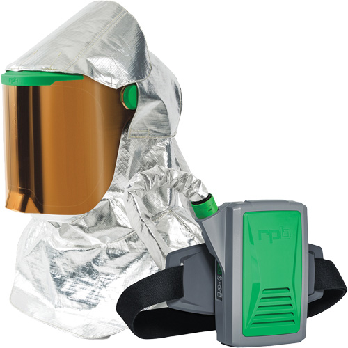 Respirateur &agrave; chaleur radiante Z-Link avec souffleur & montage &agrave; la ceinture, Respirateur &agrave; masque/Capuchon & visi&egrave;re, Pile Lithium-ion Mukwa Safety Services
