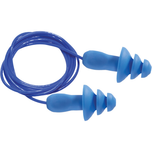 SEALTEC TipGrip Blue 100% Metal Detectable Reusable Earplugs, Corded, One-Size, Bulk - Box, 26 dB NRR dB Mukwa Safety Services
