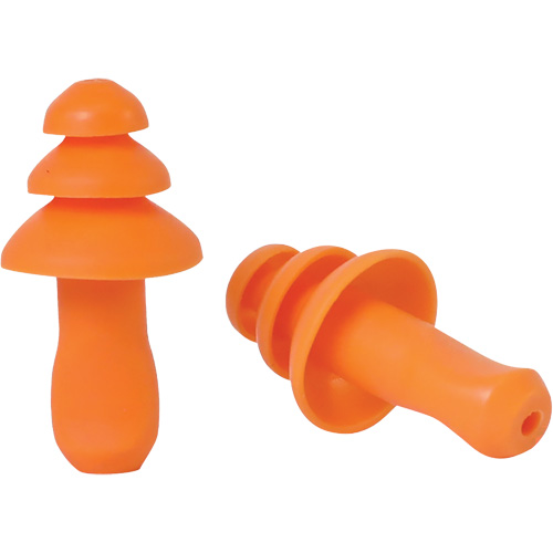 SEALTEC TipGrip Orange TPR Triple-Flange Reusable Earplugs, Uncorded, Bulk - Box, 26 dB dB NRR, One-Size Mukwa Safety Services