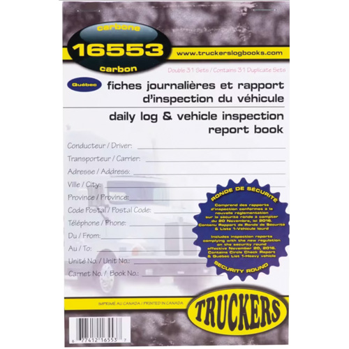Carnet bilingue de registre quotidien et de rapport d'inspection de v&eacute;hicule Mukwa Safety Services