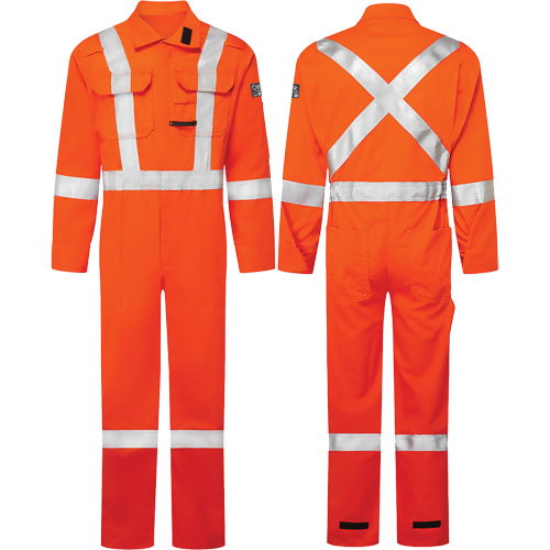 Combinaisons Avenger, 7 oz, Taille 54, Orange haute visibilit&eacute; Mukwa Safety Services