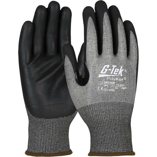 Gants r&eacute;sistant &agrave; la coupe G-Tek avec capacit&eacute; pour &eacute;cran tactile, Taille Moyen, Calibre 18, Rev&ecirc;tement Mousse de nitrile, Enveloppe en PolyKor, ASTM ANSI niveau A4/EN 388 niveau D Mukwa Safety Services