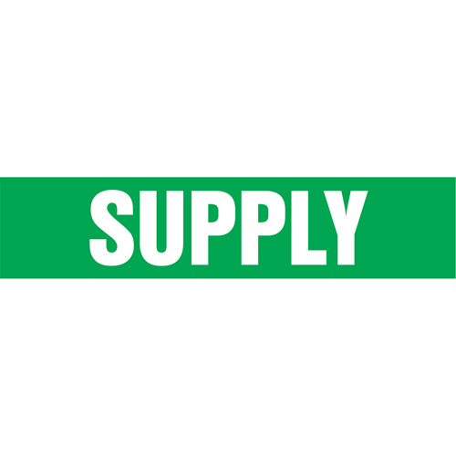 Marqueurs de tuyau "Supply", Autocollant, 4" h x 24" la, Blanc/vert Mukwa Safety Services