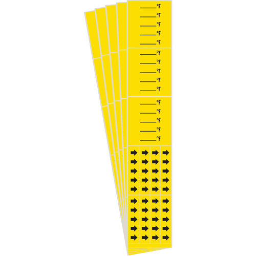 Marqueurs de tuyau avec espace vierge suivi du symbole °F , Autocollant, 2-1/4" h x 14" la, Noir sur jaune Mukwa Safety Services