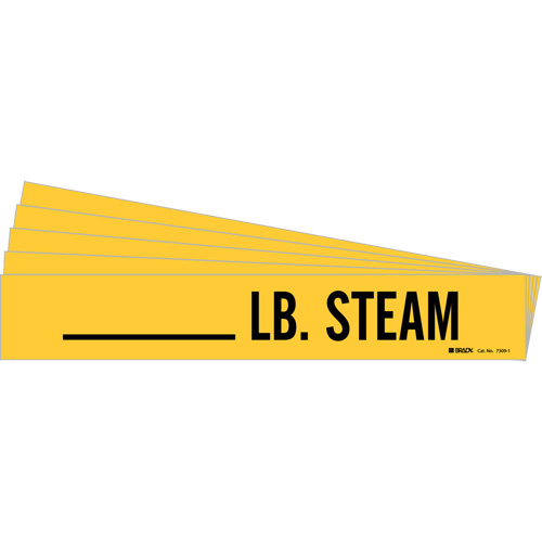 "LB. Steam" Pipe Markers, Self-Adhesive, 2-1/4" H x 2-3/4" W, Black on Yellow Mukwa Safety Services