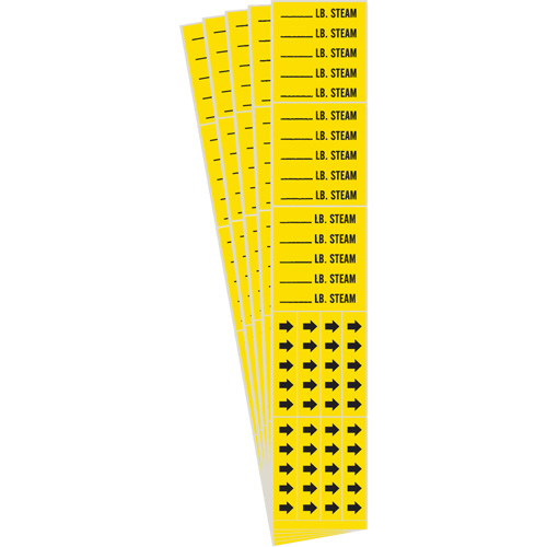 "Blank Lb. Steam" Pipe Marker, Self-Adhesive, 2-1/4" H x 2-3/4" W, Black on Yellow Mukwa Safety Services