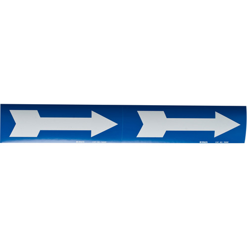 Arrow Pipe Markers, Self-Adhesive, 4" H x 12" W, White on Blue Mukwa Safety Services