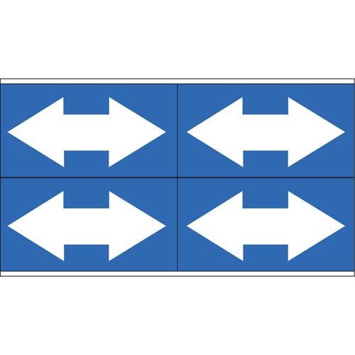 Dual Direction Arrow Pipe Markers, Self-Adhesive, 1-1/8" H x 7" W, White on Blue Mukwa Safety Services