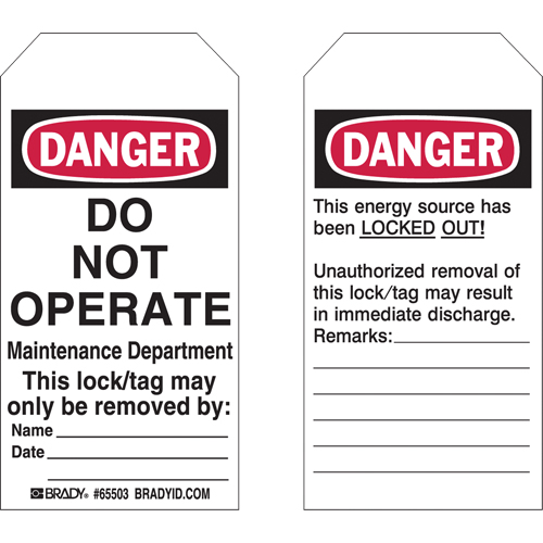 &eacute;tiquettes de verrouillage, Plastique, 3" la x 5-3/4" h, Anglais Mukwa Safety Services