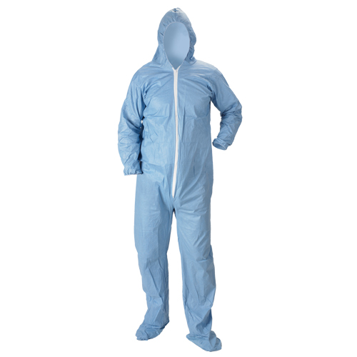Combinaison &agrave; capuchon ignifuge Pyrolon Plus 2 avec bottes, Petit, Bleu, Tissu ignifug&eacute; Mukwa Safety Services