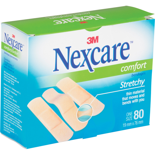 Bandages confortables Nexcare, Rectangulaire/carr&eacute;e, 3", Tissu, St&eacute;rile Mukwa Safety Services