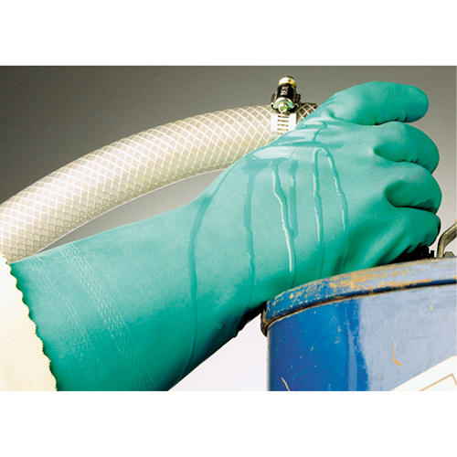 Gants &agrave; prise emboss&eacute;e &agrave; motif en Z StanSolv, Taille Moyen/8, 14" lo, Nitrile, Doublure en Interlock, 11 mils Mukwa Safety Services