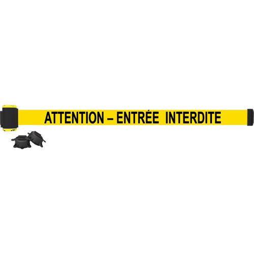 Wall Mount Barrier, Plastic, Magnetic Mount, 7', Black and Yellow Tape Mukwa Safety Services