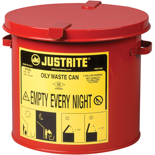 Oily Waste Cans, FM Approved/UL Listed, 2 US gal., Red Mukwa Safety Services