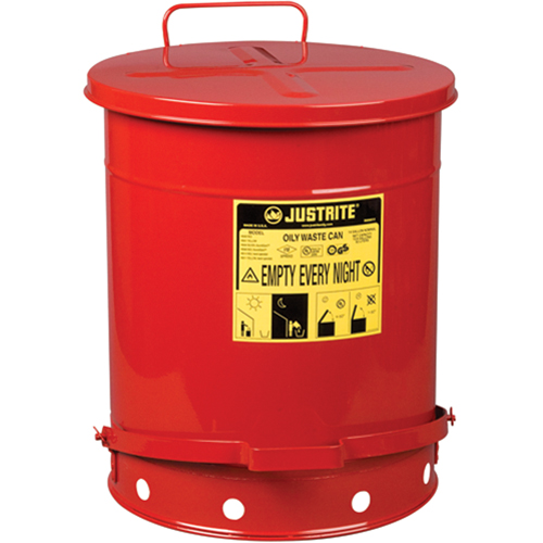 Contenants pour d&eacute;chets huileux, Homologu&eacute; FM/List&eacute; UL, 14 gal. US, Rouge Mukwa Safety Services