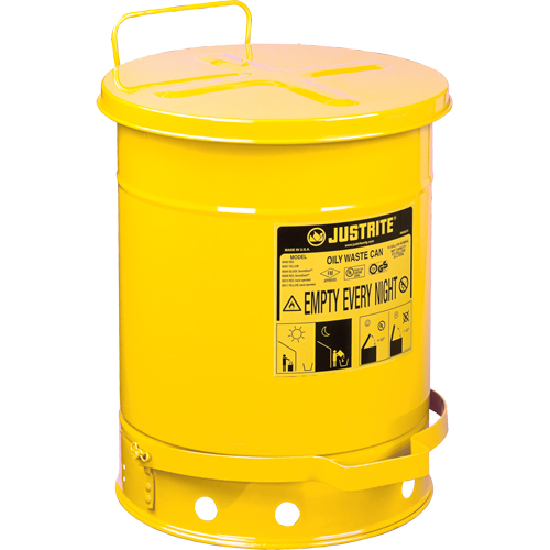 Contenants pour d&eacute;chets huileux, Homologu&eacute; FM/List&eacute; UL, 10 gal. US, Jaune Mukwa Safety Services