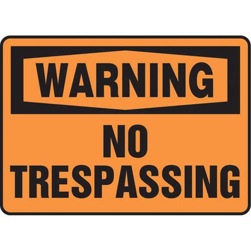 "No Trespassing" Sign, 10" x 14", Vinyl, English Mukwa Safety Services