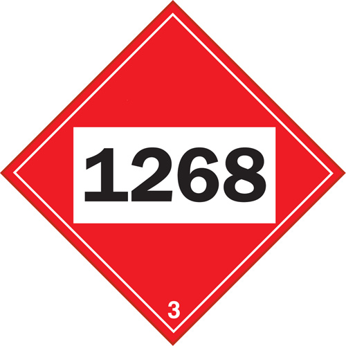Plaque-&eacute;tiquette TMD 1268 pour distillats de p&eacute;trole, Plastique Mukwa Safety Services