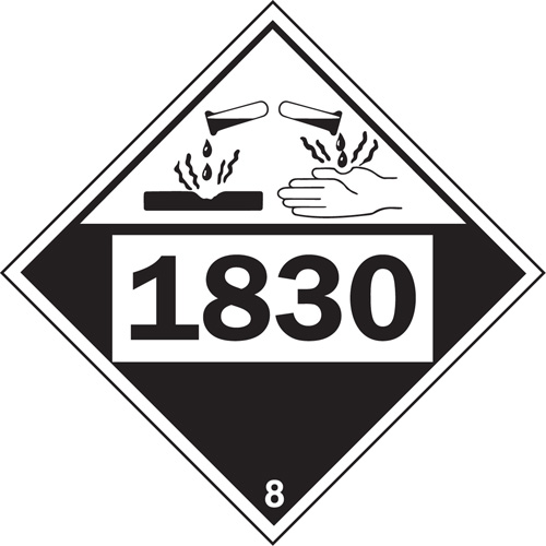 1830 Sulphuric Acid Corrosive Materials TDG Placard, Plastic Mukwa Safety Services