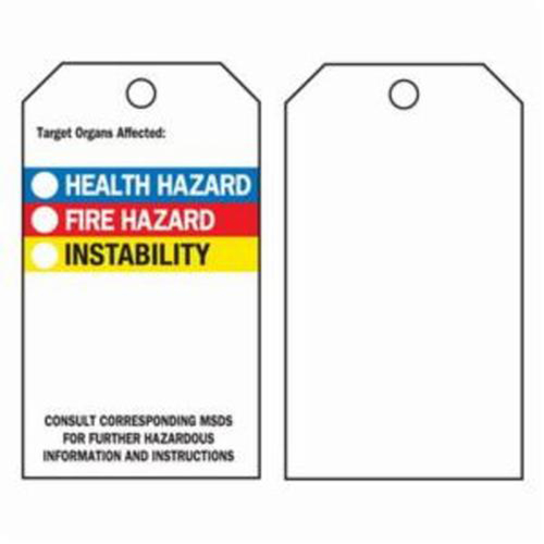 Right-To-Know Tags, Polyester, 3" W x 5-3/4" H, English Mukwa Safety Services