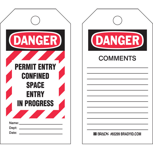 &eacute;tiquettes Confined Space, Polyester, 3" la x 5-3/4" h, Anglais Mukwa Safety Services