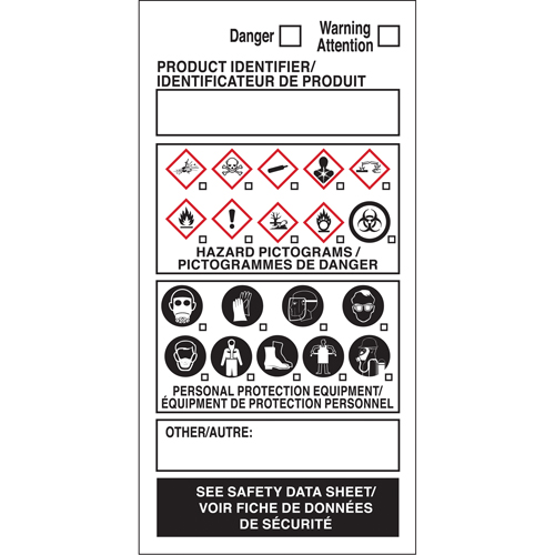 OTS WHMIS Labels, Vinyl, Sheet, 4" L x 2" W Mukwa Safety Services