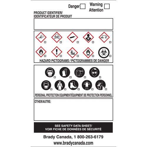 &eacute;tiquettes SIMDUT fabriqu&eacute;es sur place, Vinyle, Feuille, 5" lo x 5" la Mukwa Safety Services