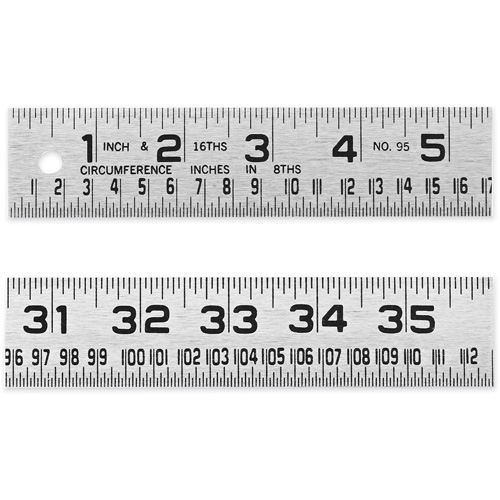 Tinner's Circumference Rule, 4' L, Steel, 1/16" Graduations Mukwa Safety Services