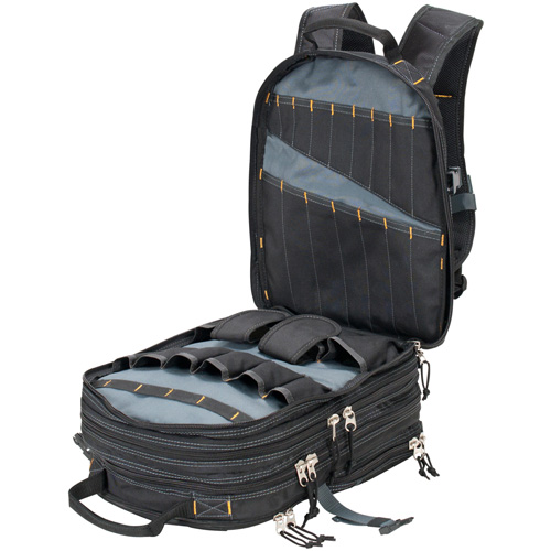 75-Pocket Tool Backpacks, 13" L x 17-1/2" W, Black, Nylon Mukwa Safety Services